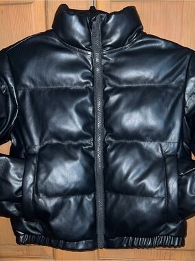 art class Black Faux Leather Puffer Jacket